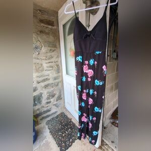 Black Floral Jumpsuit Floral Sleeveless Boho Beach